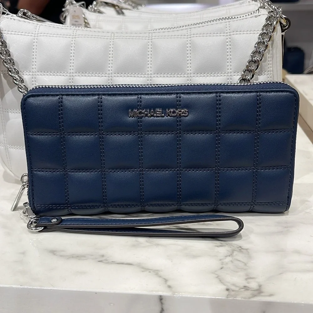 MICHAEL KORS Continental Wristlet Phone Case Wallet  Navy NWT
